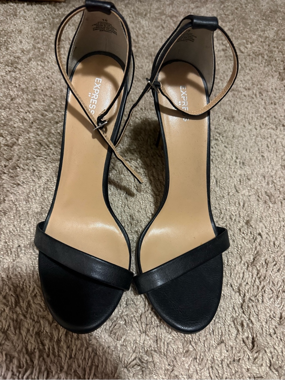 Express Black Ankle-Strap Open-Toe Heels